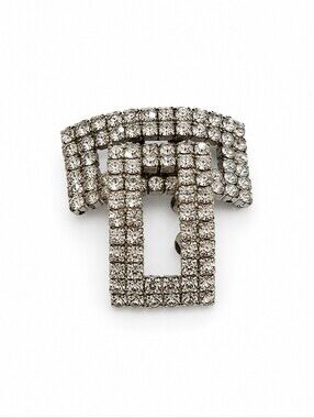 Vintage MUSI Signed Rhinestone Shoe Buckles – Silver Tone – Pair – Sparkling Cry